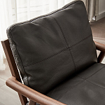 Кресло c каркасом из массива дерева и мягкой кожаной обивкой Walnut Armchair варинант исполнения - 5 | Loft Concept в Воронеже