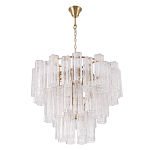 Люстра круглая многоярусная с прозрачными подвесками из стекла Hexagon Tube Light варинант исполнения - 2 | Loft Concept в Воронеже