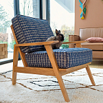 Кресло с каркасом из массива дуба Deniaud Oak Blue Print  Armchair варинант исполнения - 6 | Loft Concept в Воронеже