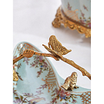 Блюдо из голубого фарфора с бронзовой ручкой в виде ветки Blue Garden варинант исполнения - 5 | Loft Concept в Воронеже