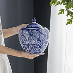 Ваза округлой формы с синей росписью и цветочным узором Blue & White Ornament варинант исполнения - 4 | Loft Concept в Воронеже