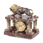 Часы настольные из креноида и бронзы с декором в виде льва Lion Stone Clock варинант исполнения - 3 | Loft Concept в Воронеже
