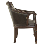 Кресло кожаное на 4-х деревянных ножках из массива березы Ethan Armchair brown варинант исполнения - 1 | Loft Concept в Воронеже