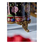 Ваза из фарфора черная с цветочной росписью и бронзовой стрекозой Spring Garden варинант исполнения - 7 | Loft Concept в Воронеже