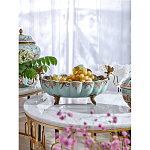 Чаша из голубого фарфора на бронзовых ножках с рисунком цветов и фигурками стрекоз Blue Garden варинант исполнения - 2 | Loft Concept в Воронеже