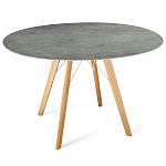 Стол обеденный с серой овальной столешницей из керамики на четырех деревянных ножках Gray Ceramics варинант исполнения - 6 | Loft Concept в Воронеже