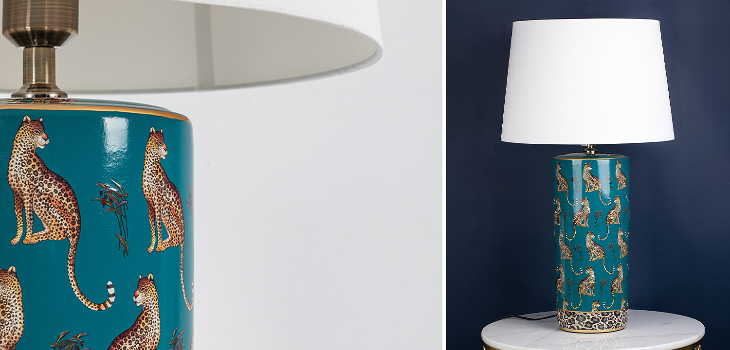 Настольная лампа с абажуром Leopard Lampshade Emerald Настольная лампа с абажуром Leopard Lampshade Emerald - Loft-Concept в Воронеже