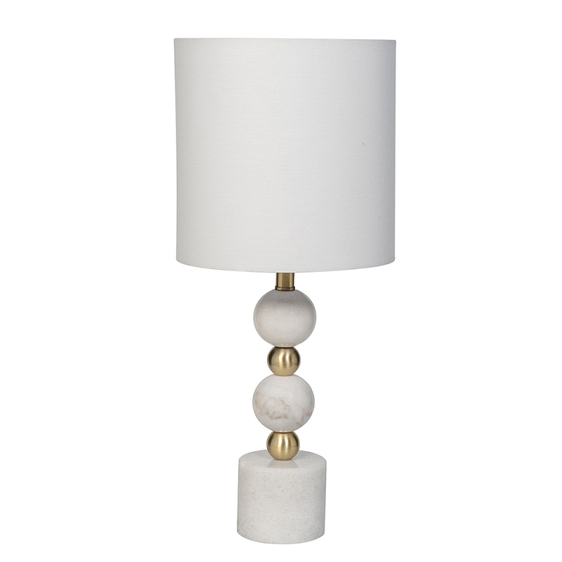 Лампа настольная с каркасом из мраморных шаров и белым абажуром Floor lamp Jewelry Белый Золотой в Воронеже | Loft Concept 