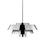 Подвесной светильник с широким многоярусным металлическим плафоном цвета никель в современном стиле Feiss варинант исполнения - 1 | Loft Concept в Воронеже