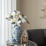 Ваза с крышкой и зелено-голубым рисунком на белом фоне 51 см Blue & White Ornament варинант исполнения - 5 | Loft Concept в Воронеже