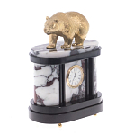 Часы настольные бронзовые с декором в виде медведя Bear Stone Clock варинант исполнения - 3 | Loft Concept в Воронеже
