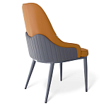 Стул оранжевый с высокой спинкой из искуственной кожи на серых металлических ножках Enigma Orange варинант исполнения - 2 | Loft Concept в Воронеже