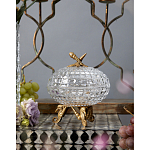 Конфетница прозрачная стеклянная на бронзовых ножках в виде морских коньков с крышкой в виде ракушки Eden Garden варинант исполнения - 3 | Loft Concept в Воронеже