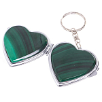 Зеркало брелок складное двухстороннее в форме сердца из натурального камня Малахит Stone Mirrors варинант исполнения - 2 | Loft Concept в Воронеже