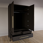 Шкаф платяной Primo с выдвижными ящиками шпон Темный орех варинант исполнения - 4 | Loft Concept в Воронеже