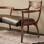 Кушетка с деревянным каркасом и сиденьем из коричневой натуральной кожи Moon Walnut Furniture варинант исполнения - 4 | Loft Concept в Воронеже