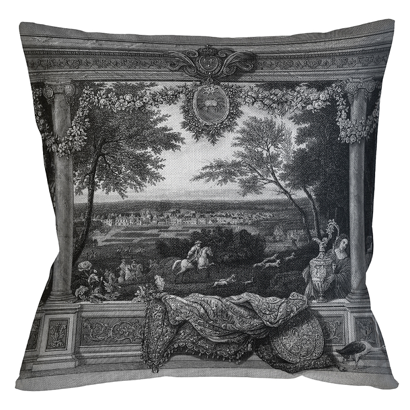 Декоративная подушка Fontainebleau Pillow Черно-белый Бежевый Декоративная подушка Fontainebleau Pillow Черно-белый Бежевый в Воронеже | Loft Concept