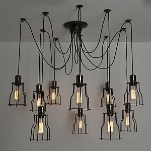 Люстра Loft Industrial 10 wire Cage Filament Pendant