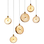 Подвесной светильник с плафонами из рельефного стекла Peony Glass Bronze Six варинант исполнения - 1 | Loft Concept в Воронеже