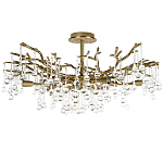 Потолочная люстра в виде ветвей деревьев золотого цвета с прозрачными подвесками-каплями Droplet Chandelier варинант исполнения - 1 | Loft Concept в Воронеже