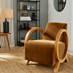 Кресло с круглыми деревянными подлокотниками Modesto Chair варинант исполнения - 6 | Loft Concept в Воронеже