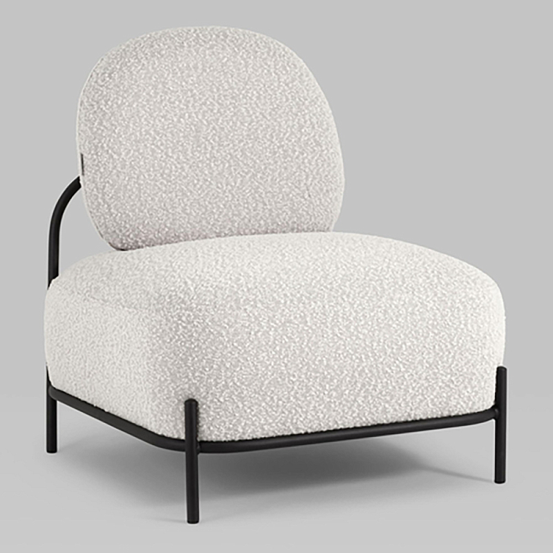 Кресло Стоун ткань букле Белый Черный в Воронеже | Loft Concept 