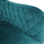 Барный стул со спинкой и подлокотниками на 4-х деревянных ножках Douglas Rhombus Бирюзовый Велюр варинант исполнения - 2 | Loft Concept в Воронеже