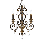 Люстра с подвесками из прозрачного стекла на кованом каркасе бронзового цвета в классическом стиле Quoizel варинант исполнения - 11 | Loft Concept в Воронеже