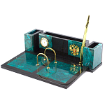 Настольный письменный набор из змеевика с часами и календарницей Successful Leader варинант исполнения - 2 | Loft Concept в Воронеже