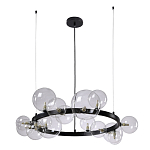 Люстра круглая подвесная с 15-ю прозрачными шарообразными плафонами из стекла Iona chandelier варинант исполнения - 6 | Loft Concept в Воронеже