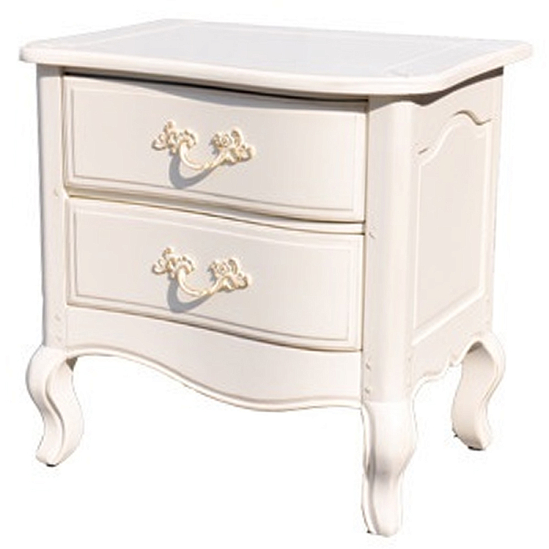 Прикроватная тумба в стиле прованс  с 2-мя ящиками Favre Montmartre Provence Bedside Table Белый в Воронеже | Loft Concept 