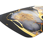 Обеденный стол с прямоугольной черно-золотой столешницей из стекла на 4-х металлических ножках Gold and Black Marble варинант исполнения - 4 | Loft Concept в Воронеже