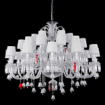 Люстра многоярусная с 30-ю белыми текстильными абажурами и хрустальными подвесками Lustre Reverie варинант исполнения - 1 | Loft Concept в Воронеже