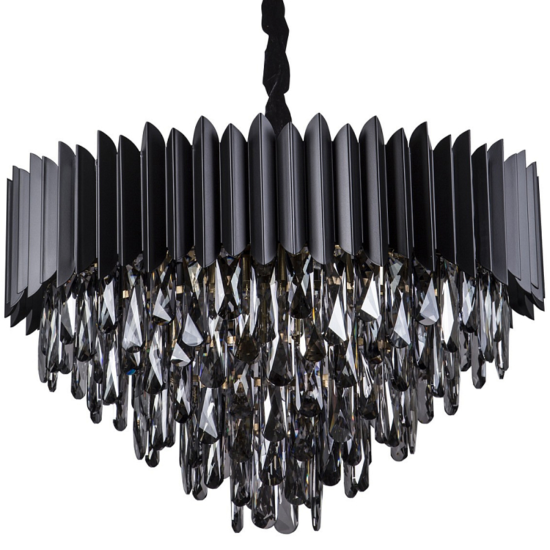 Люстра с хрустальными подвесками Blake Metal Crystal Chandelier Черный матовый Стекло Смок Бронза Люстра с хрустальными подвесками Blake Metal Crystal Chandelier Черный матовый Стекло Смок Бронза в Воронеже | Loft Concept