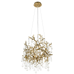 Подвесная люстра в виде ветвей деревьев золотого цвета с прозрачными подвесками-каплями 8 и 14 ламп Droplet Chandelier варинант исполнения - 4 | Loft Concept в Воронеже