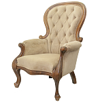 Кресло с мягкой обивкой из светло-коричневого велюра на 4-х деревянных ножках Evelyn Classical Armchair варинант исполнения - 3 | Loft Concept в Воронеже