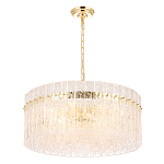 Люстра подвесная круглая с прозрачными рельефными стеклянными вставками и золотым основанием Textured Glass Chandelier варинант исполнения - 3 | Loft Concept в Воронеже