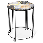 Стол журнальный круглый со столешницей из стекла Gold and Black Marble варинант исполнения - 1 | Loft Concept в Воронеже