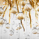 Люстра подвесная с прозрачными стеклянными подвесками в форме капель Диаметр 80 см Droplet Chandelier варинант исполнения - 16 | Loft Concept в Воронеже