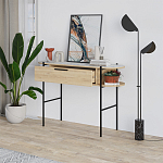 Консоль напольная деревянная с выдвижным ящиком и 2-мя полками со столешницей цвета белый мрамор OTIS CONSOLE OAK варинант исполнения - 2 | Loft Concept в Воронеже