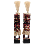 Комплект из 2-х деревянных статуэток Asmat Straw Headdress Statuettes Red Tattoo варинант исполнения - 1 | Loft Concept в Воронеже