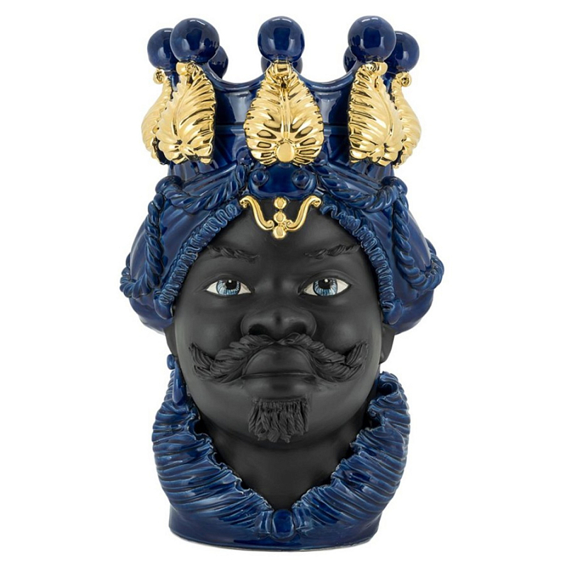 Ваза Vase Moro Man Ltd Blue Черный Синий Золотой Ваза Vase Moro Man Ltd Blue Черный Синий Золотой в Воронеже | Loft Concept