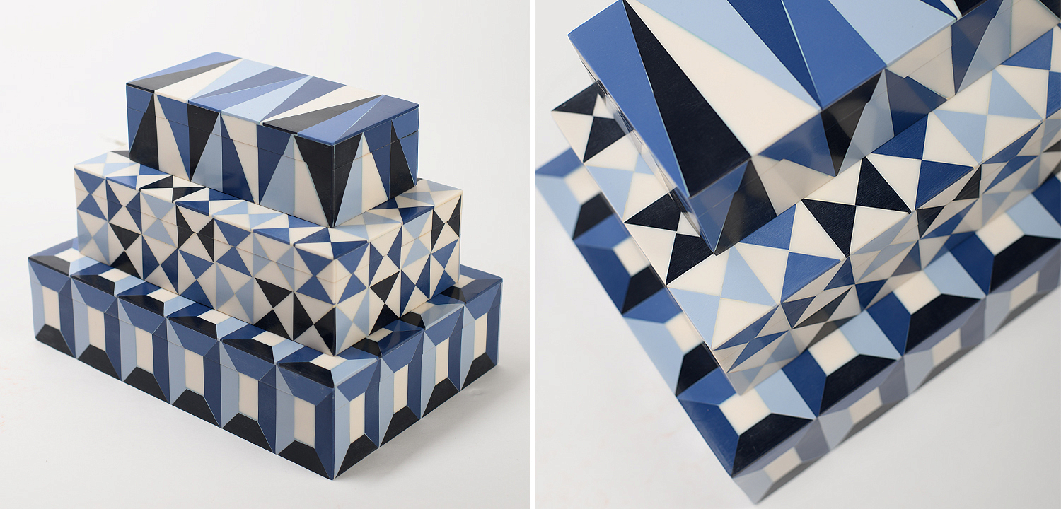 Шкатулка Squares Blue Bone Inlay Box Шкатулка Squares Blue Bone Inlay Box - Loft-Concept в Воронеже