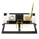 Настольный письменный набор из белого мрамора и змеевика Marble Accessory варинант исполнения - 1 | Loft Concept в Воронеже