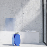 Matis журнальный столик синий из металла и кожи варинант исполнения - 1 | Loft Concept в Воронеже