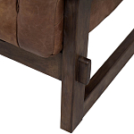 Коричневое кожаное кресло на деревянном каркасе Duncan Armchair варинант исполнения - 1 | Loft Concept в Воронеже