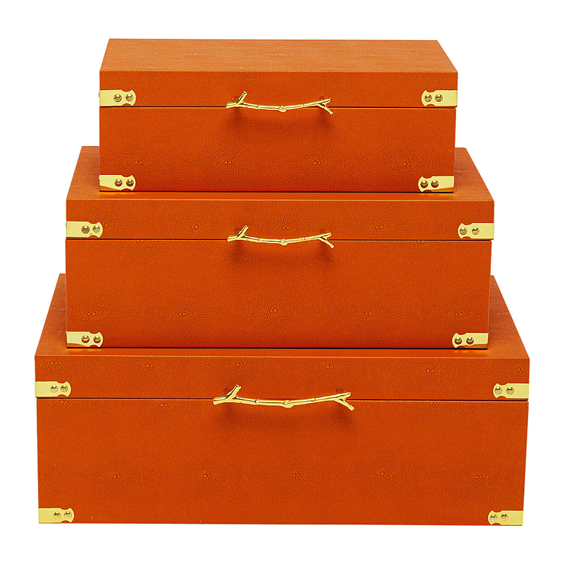 Комплект оранжевых чемоданов Golden Twigs Оранжевый Глянцевое золото в Воронеже | Loft Concept 