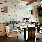 Обои ручная роспись Fishes Blue Pearl on Tarnished Silver gilded silk with pearlescent antiquing варинант исполнения - 4 | Loft Concept в Воронеже