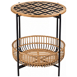 Круглый кофейный стол с плетеной столешницей и полкой Norberta Wicker Coffee Table варинант исполнения - 1 | Loft Concept в Воронеже