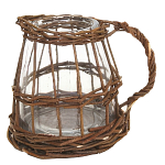 Кашпо стеклянное в плетёной корзине Mistress варинант исполнения - 1 | Loft Concept в Воронеже